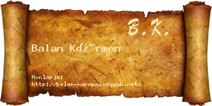 Balan Kármen névjegykártya